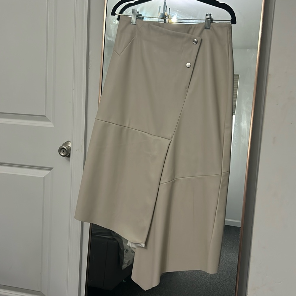 Topshop tan leather skirt